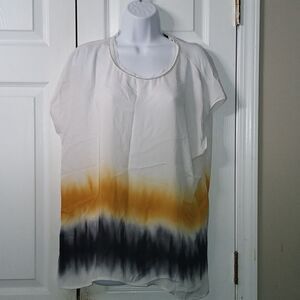 simply Vera Vera Wang white tie dye short sleeve blouse Sz XL NWOT